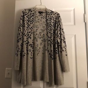 Cashmere Leopard Print Longline Cardigan